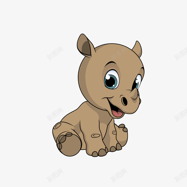 可爱小犀牛png免抠素材_新图网 https://ixintu.com 动物 动物插画 卡通动物 可爱 可爱动物 小动物 小犀牛