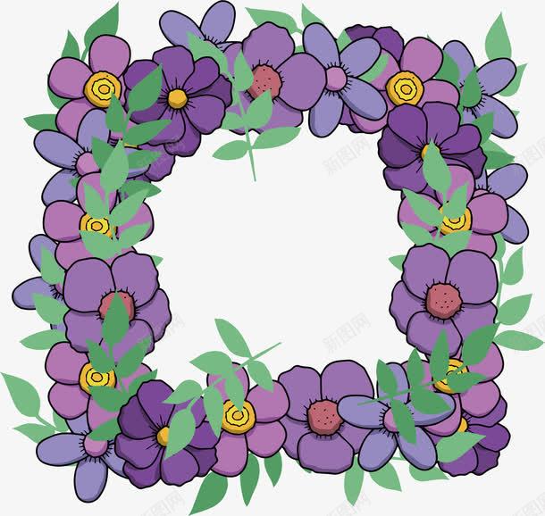 紫色手绘花朵边框png免抠素材_新图网 https://ixintu.com 手绘紫花 手绘花朵 手绘风 矢量png 紫色花朵