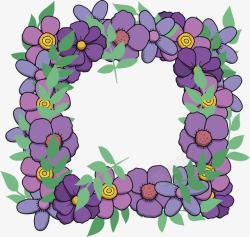 紫色手绘花朵边框素材