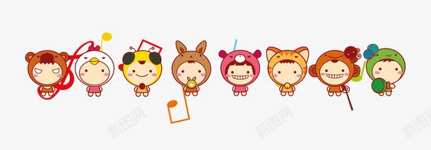 小动物排队png免抠素材_新图网 https://ixintu.com 卡通 可爱 小动物 排队