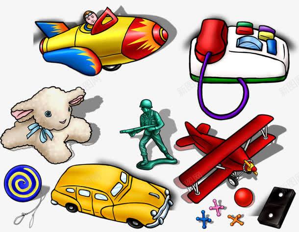 手绘飞机汽车玩具png免抠素材_新图网 https://ixintu.com 手绘 玩具 玩具人 飞机
