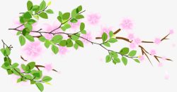 绿叶粉色花朵植物素材
