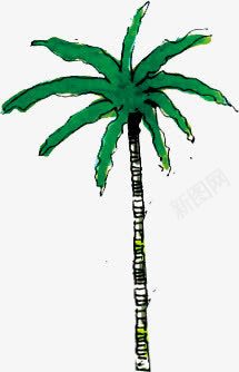 手绘创意合成绿色的椰子树png免抠素材_新图网 https://ixintu.com 创意 合成 椰子树 绿色