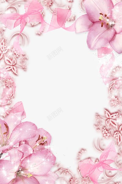 粉色鲜花边框png免抠素材_新图网 https://ixintu.com 粉色 边框 鲜花
