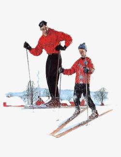 父子去滑雪素材