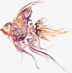 唯美紫色鱼插画矢量图素材