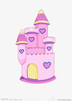 卡通梦幻粉色城堡素材