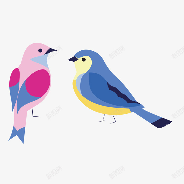 卡通一对鸟矢量图eps免抠素材_新图网 https://ixintu.com 一对鸟 动物 卡通 矢量图