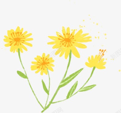 手绘黄色花朵清新植物png免抠素材_新图网 https://ixintu.com 植物 清新 花朵 黄色