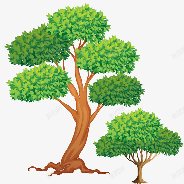 二款树png免抠素材_新图网 https://ixintu.com 卡通树 手绘 手绘树 树木