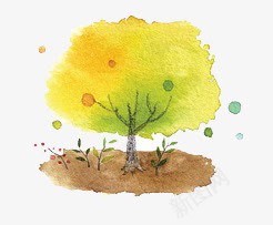 水彩手绘卡通树png免抠素材_新图网 https://ixintu.com 手绘 树 黄色
