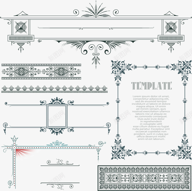8款欧式风格花纹边框矢量图eps免抠素材_新图网 https://ixintu.com 欧式花纹 欧式边框 欧式风格 花纹边框 矢量图