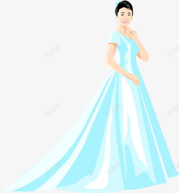 穿蓝色长裙的女人png免抠素材_新图网 https://ixintu.com 女人 婚纱 美丽 蓝色