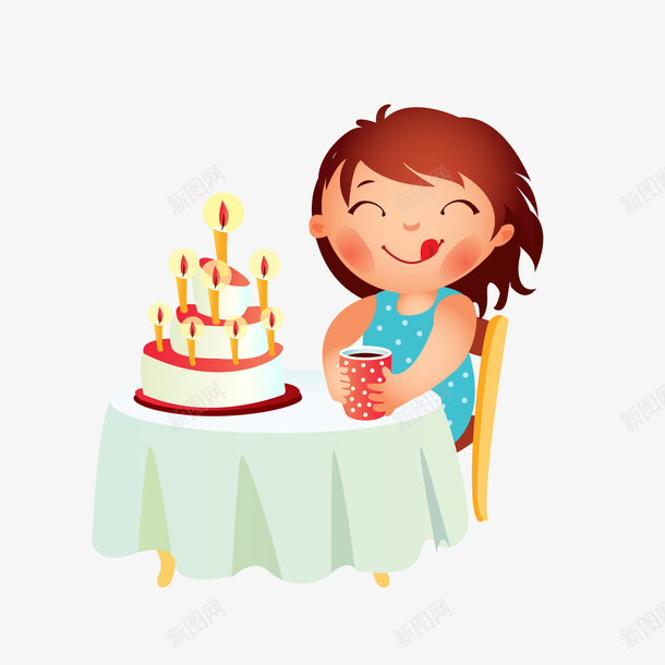 卡通生日蛋糕女孩矢量图eps免抠素材_新图网 https://ixintu.com 卡通女孩 卡通蛋糕 可爱 可爱女孩 生日 生日蛋糕 蛋糕 矢量图