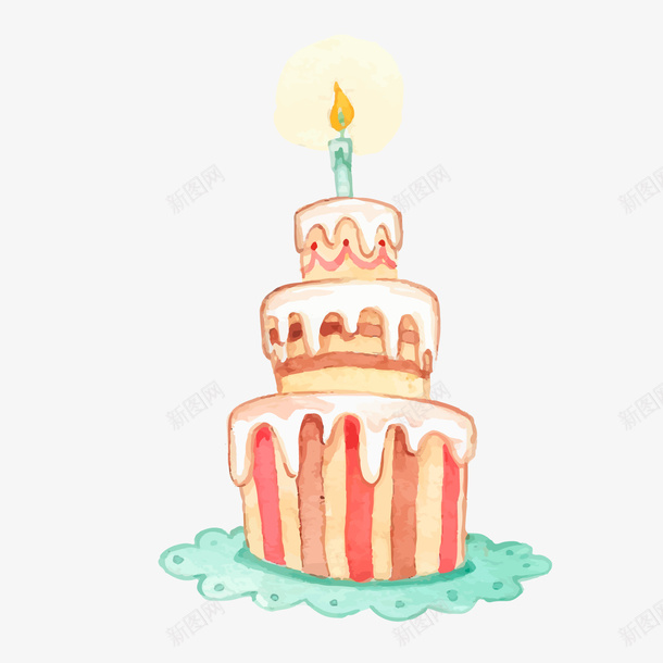 卡通三层蛋糕png免抠素材_新图网 https://ixintu.com 卡通蛋糕 甜食 红色蛋糕 背景装饰 食物