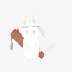 手绘可爱中国风兔子素材