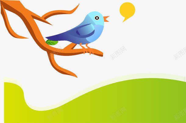 卡通手绘树枝上的鸟png免抠素材_新图网 https://ixintu.com 卡通鸟 树枝上的鸟 鸟