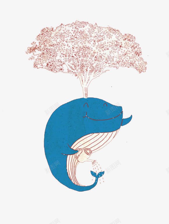 蓝色的小鲸鱼图标png_新图网 https://ixintu.com 喷水 图标插画 小鲸鱼 蓝色的