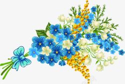 蓝色炫丽卡通花朵素材