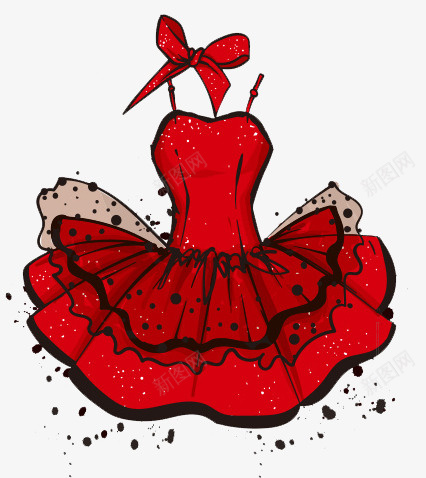 卡通红色裙子png免抠素材_新图网 https://ixintu.com 卡通 手绘 红色 红色吊带裙 裙子