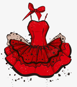 露肩裙子卡通红色裙子高清图片