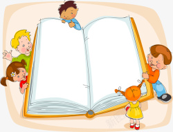 卡通儿童看书矢量图素材