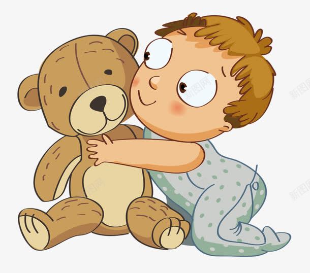 玩具熊和婴儿png免抠素材_新图网 https://ixintu.com 创意 卡通 婴儿 手绘 玩具熊
