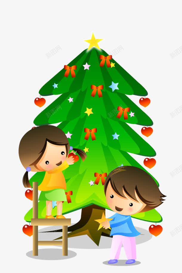 卡通小孩装饰圣诞树png免抠素材_新图网 https://ixintu.com 卡通 圣诞树 小孩 装饰