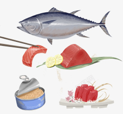 鱼片罐头鱼片与鱼罐头高清图片