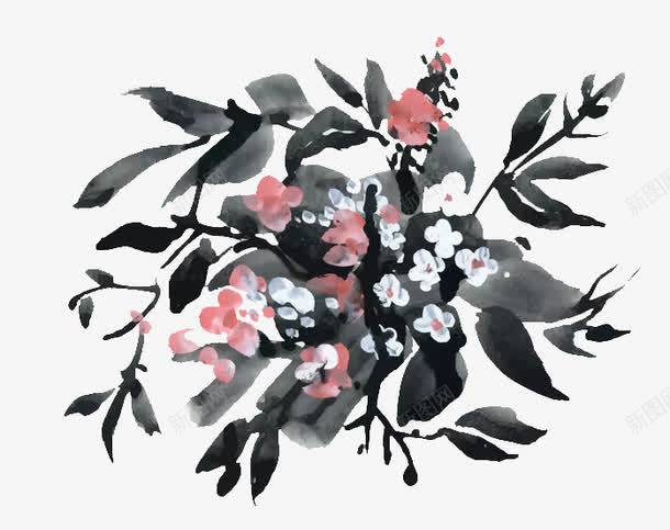 国画水墨植物png免抠素材_新图网 https://ixintu.com 中国风 国画 插画 植物 水墨画 艺术 花朵