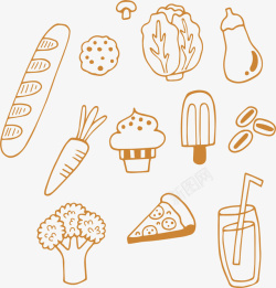 卡通单色食物矢量图素材