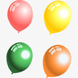四色漂浮气球装饰素材