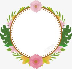 粉色花朵标题框素材