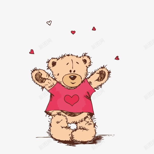 手绘玩具熊png免抠素材_新图网 https://ixintu.com 卡通熊 可爱 情人节 情人节海报 情人节礼物 手绘玩具熊 爱心 玩具熊