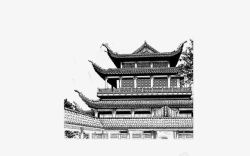 古风城楼角中国古风手绘城殿高清图片