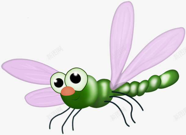 卡通蜻蜓png免抠素材_新图网 https://ixintu.com 可爱 绿色 翅膀 蜻蜓