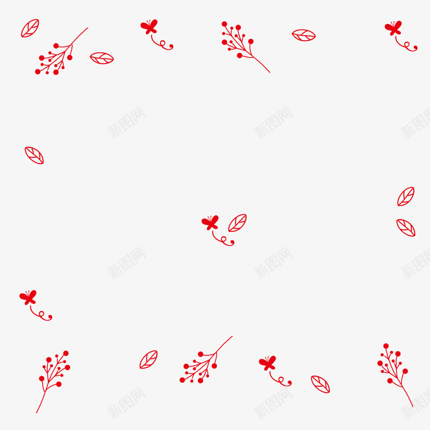 红色植物背景装饰png免抠素材_新图网 https://ixintu.com 卡通植物 小清新植物 红色叶子 背景装饰
