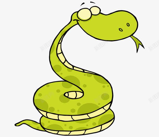 卡通手绘绿色可爱蛇png免抠素材_新图网 https://ixintu.com 卡通的动物 可爱的蛇 手绘的蛇 绿色的蛇
