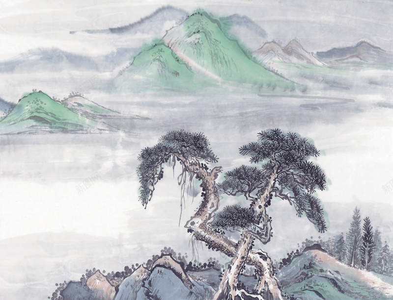 中国风古代画19jpg设计背景_新图网 https://ixintu.com 中国风 古代画 复古 手绘画