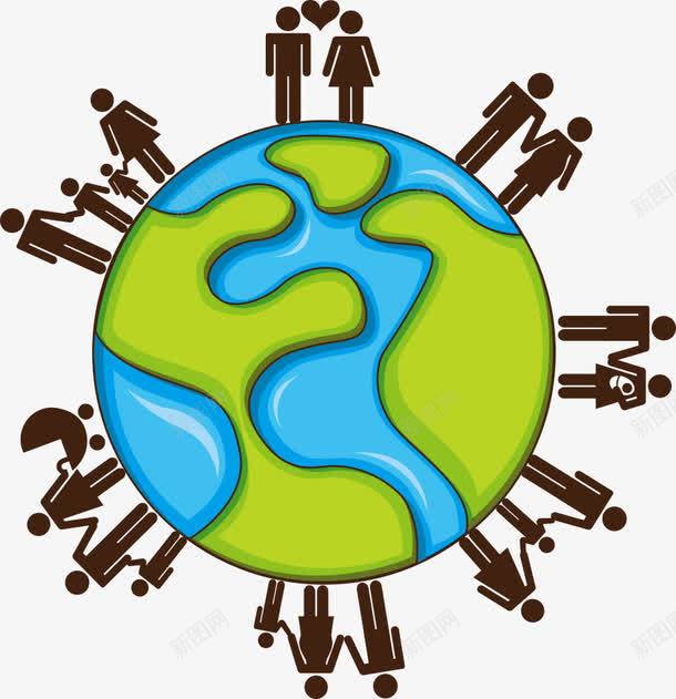 地球上的人物png免抠素材_新图网 https://ixintu.com 人物 卡通人物 卡通地球 地球 矢量人物 矢量地球