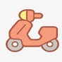 骑电动车图标手绘卡通粉色电动车图标高清图片