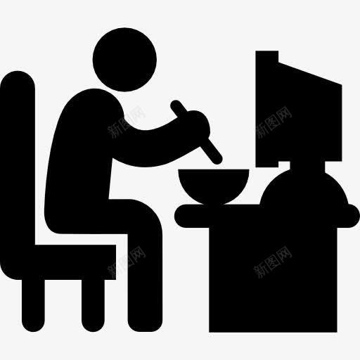 他坐在工作桌上吃午餐图标png_新图网 https://ixintu.com 书桌 人 共进午餐 办公 午餐 吃 工人 日常工作 监测