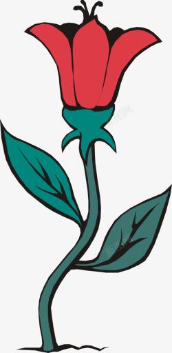 红绿花双铃手绘植物高清图片