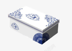 古典气息白色蓝色青花瓷古典鞋盒高清图片