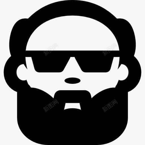 秃头的男人脸上胡子和太阳镜图标png_新图网 https://ixintu.com 人 光头 太阳镜 胡子 脸