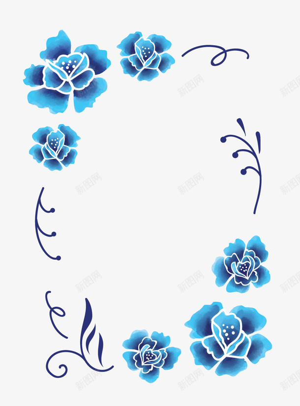 蓝色花朵装饰矢量图ai免抠素材_新图网 https://ixintu.com 花朵矢量 蓝色花 装饰花朵 矢量图