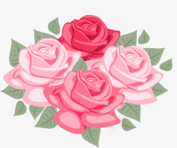 手绘卡通玫瑰花装饰图案素材