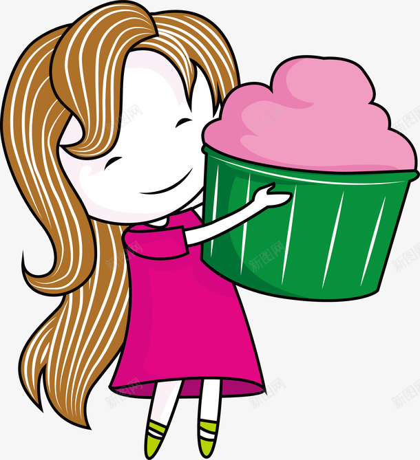 抱着蛋糕的女孩矢量图ai免抠素材_新图网 https://ixintu.com 卡通女孩 女孩 抱着蛋糕的女孩 蛋糕 矢量图