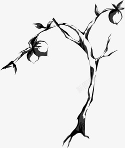 黑色的桃子手绘黑色桃子树高清图片