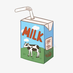躺着的牛奶盒手绘蓝色牛奶盒高清图片